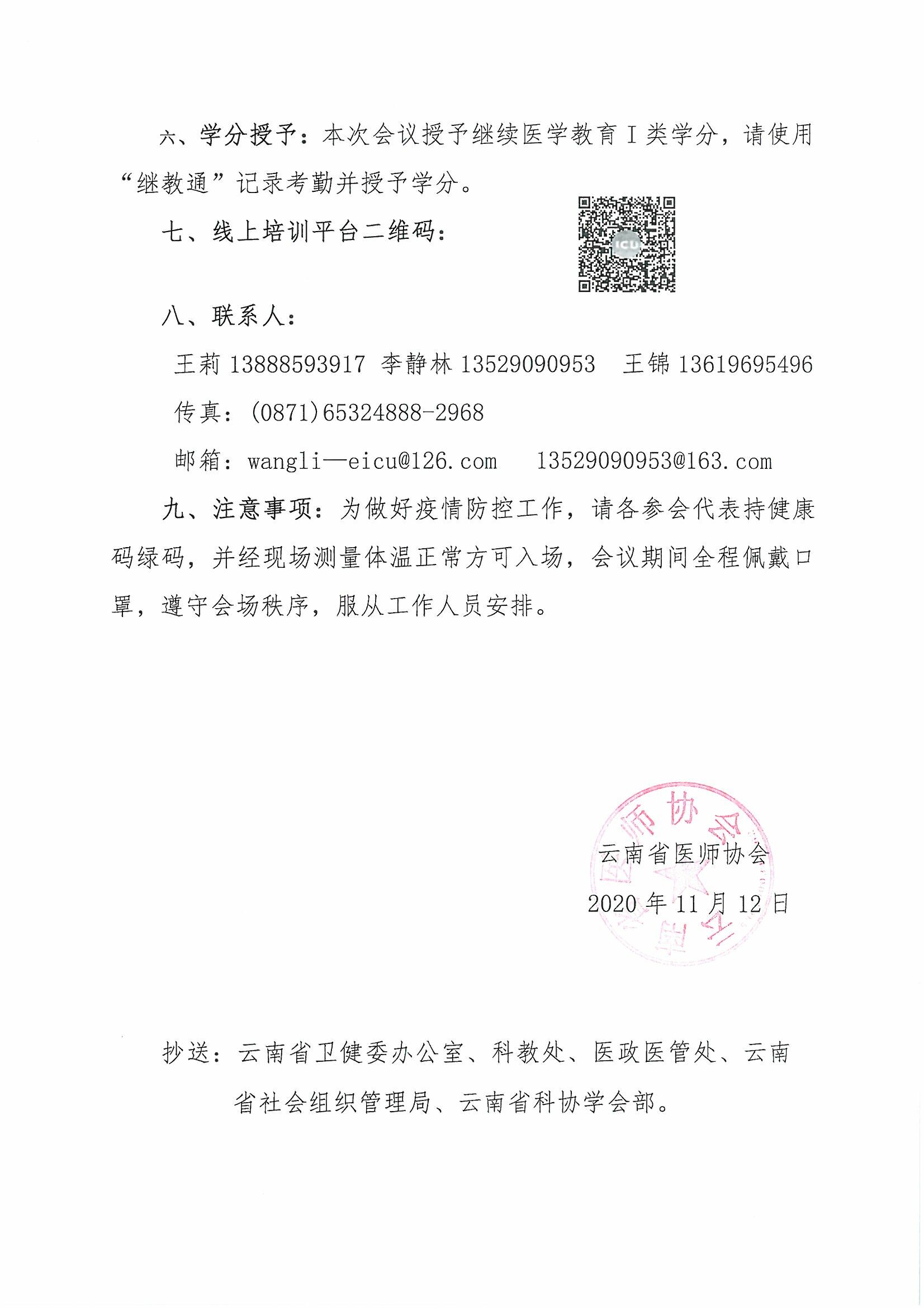 175号红头-云南省医师协会关于召开急诊医师分会、急救复苏专业委员会2020年学术年会的通知-00000003.jpg